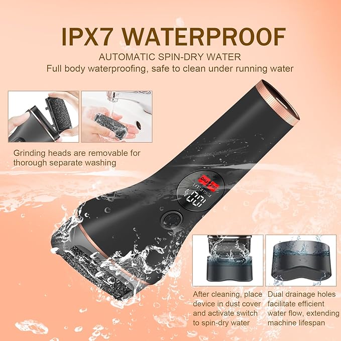 Electric Callus Remover for Feet with 17 in 1 Pedicure Kit, Rechargeable Waterproof Foot File Professional Foot Care Tools, Portable Callus Remover Kit to Remove Dead Skin Hard Skin Dry Cracks(Black)-VivaGrace Women