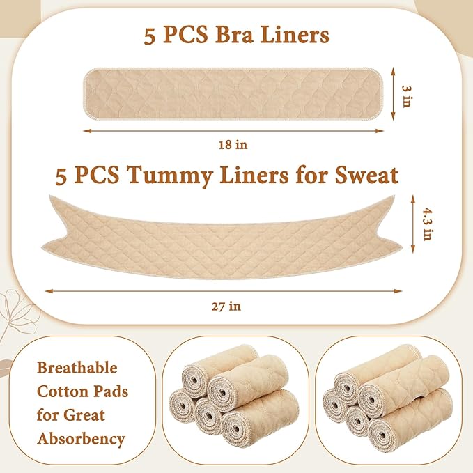 Cotton Tummy Liners and Bra Liners Set for Sweat Rash Skin Folds Plus Size Women Sweating Supplies-VivaGrace Women