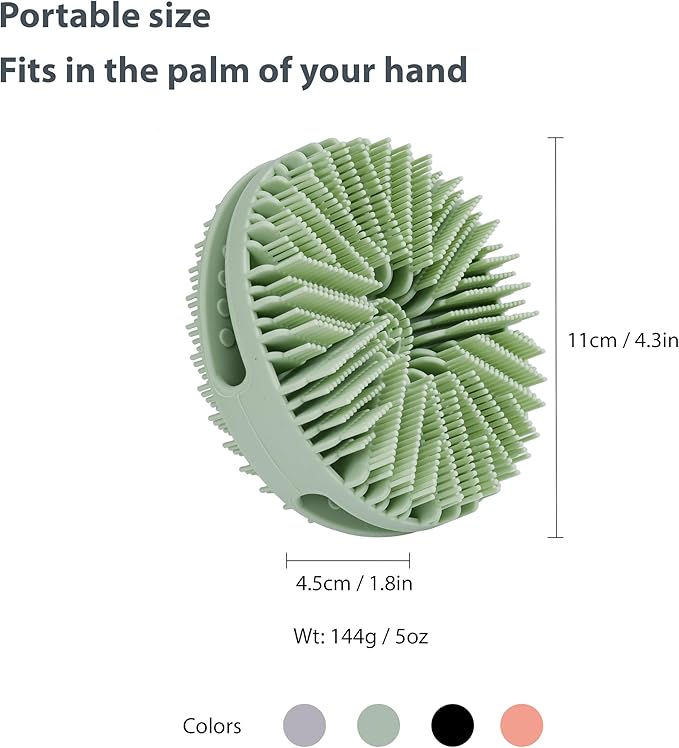 2 PC Silicone Exfoliating Body Scrubber, Silicone Body Shampoo Brush, Soft Silicone Loofah for Sensitive Skin, Shower Silicone Hair Scalp Massager, Easy to Clean, Lather Well(Gray&Green)-VivaGrace Women