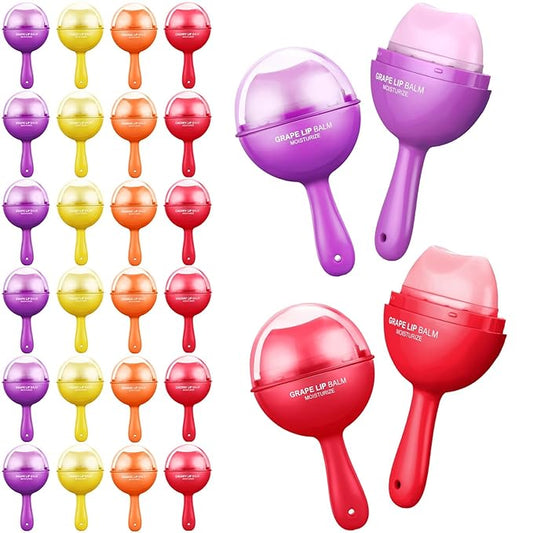 24 Pcs Lollipop Lip Balm Bulk Lip Balm Cherry Grape Orange Honey Taste Lip Balm Lip Care Gift for Women Soothing Moisturizing Lip Balms for Dry Chapped Lips Office Business Favors-VivaGrace Women