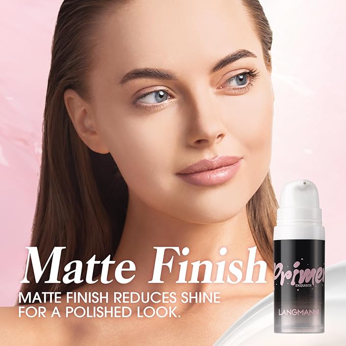 LANGMANNI Matte Grip Face Primer, Transparent Skin Perfecting Hydrating Primer,Unique Smooth Gel-Based Primer Essential For Longlasting Perfection Face Makeup (0.33 Fl Oz, 1)-VivaGrace Women