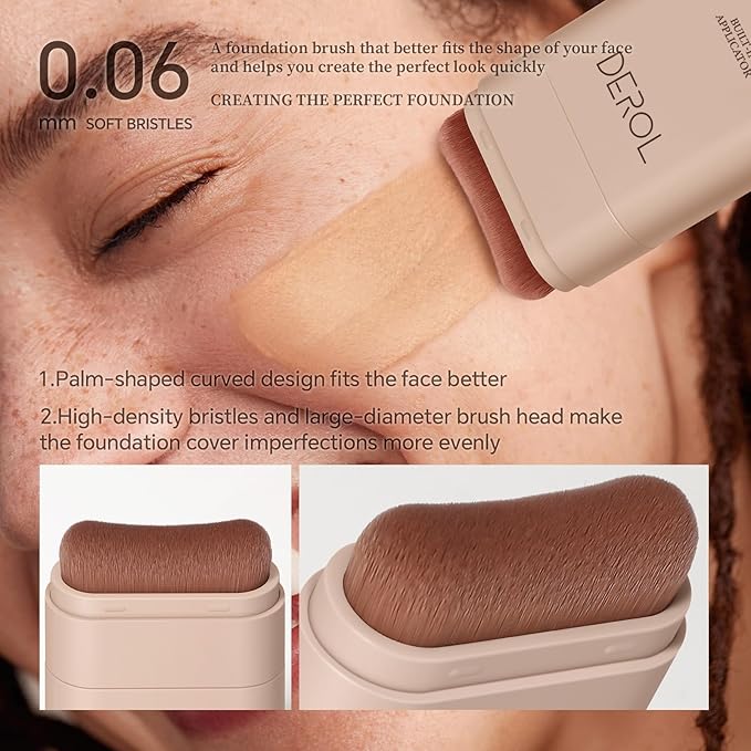 Foundation Stick, Multi-Use Foundation Stick Makeup with Built-In Foundation Brush, Lightweight Buildable Medium-to-Full Coverage, Longwear Contour Stick Foundation Face Stick, Natural Finish-VivaGrace Women