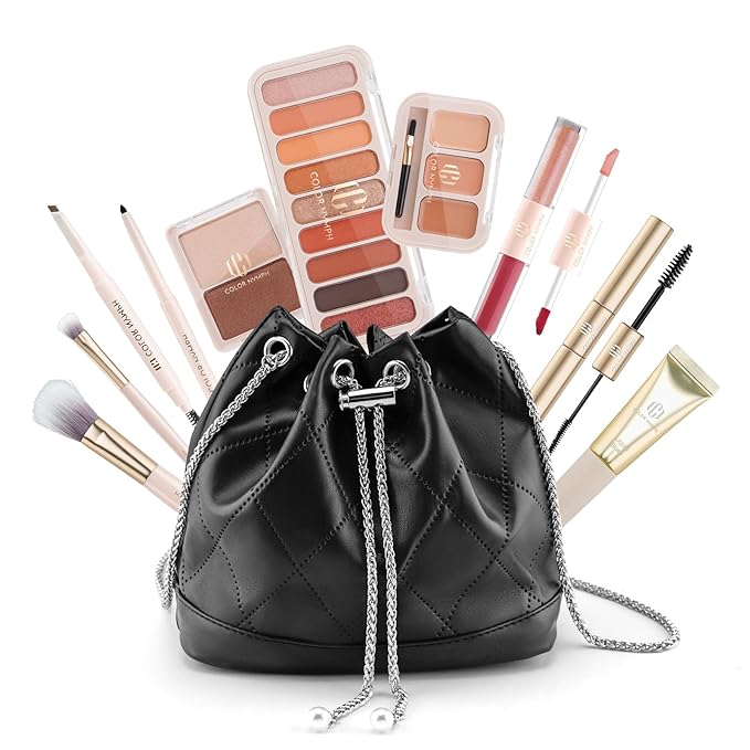 Color Nymph Girls Makeup Kit for Teens Girls with Cosmetic Bag, Full Face Makeup Kit For Women included 9 Color Eyeshadow Palette Concealer Liquid Blush Eyeliner Lipgloss-VivaGrace Women