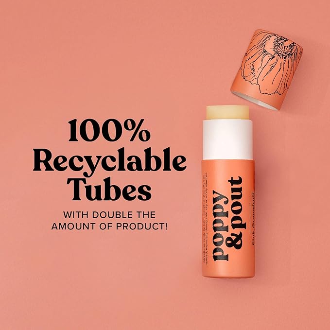 Poppy & Pout Pink Grapefruit Jumbo Lip Balm | All Natural Lip Balms & Moisturizers | Hydrates with Beeswax, Vitamin E, Organic Coconut Oil | Cruelty-Free | Lip Balm in Recyclable Cardboard Tube-VivaGrace Women