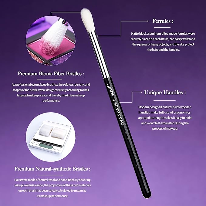 Jessup Eye Makeup Brushes Set Professional 15pcs with Eyeshadow Blending Concealer Eyebrow Eyliner Brush (Pearl Black/Silver)-VivaGrace Women