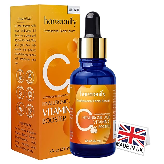 Hyaluronic Acid Serum for Face with Vitamin C, Brightening Serum, Pure, Hydrating Serum to Plumb Skin, Reduce Fine Lines, Wrinkles and Dark Spots, Low Molecular Weight [0.75 oz]-VivaGrace Women