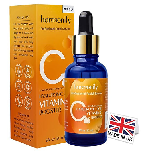 Hyaluronic Acid Serum for Face with Vitamin C, Brightening Serum, Pure, Hydrating Serum to Plumb Skin, Reduce Fine Lines, Wrinkles and Dark Spots, Low Molecular Weight [0.75 oz]-VivaGrace Women