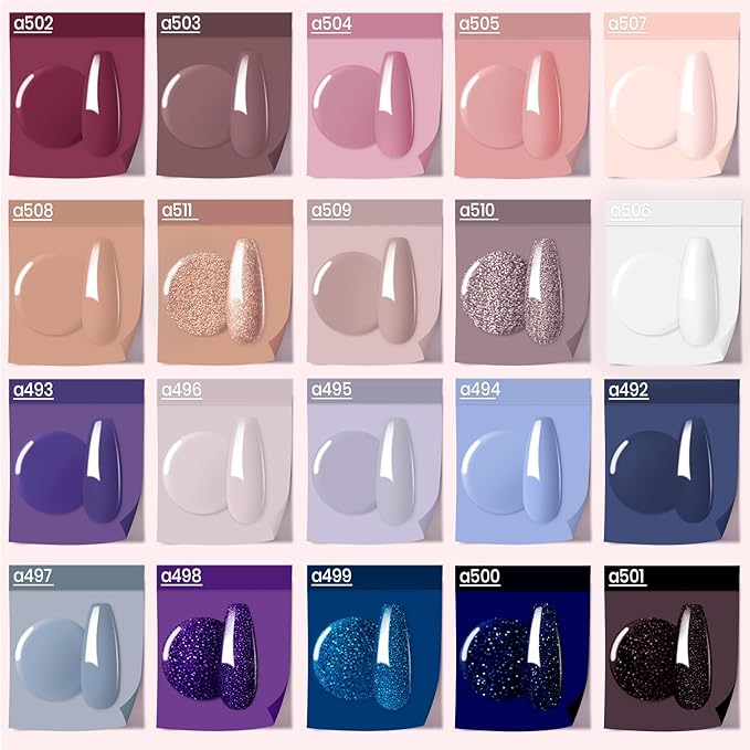 Beetles Gel Nail Polish Kit, 23Pcs Nude Pink Gel Polish White Gray Baby Blue Glitters Nail Polish Set with Glossy Matte Top Coat and Base Coat Fall Winter U V Soak Off Manicure Gift For Women-VivaGrace Women