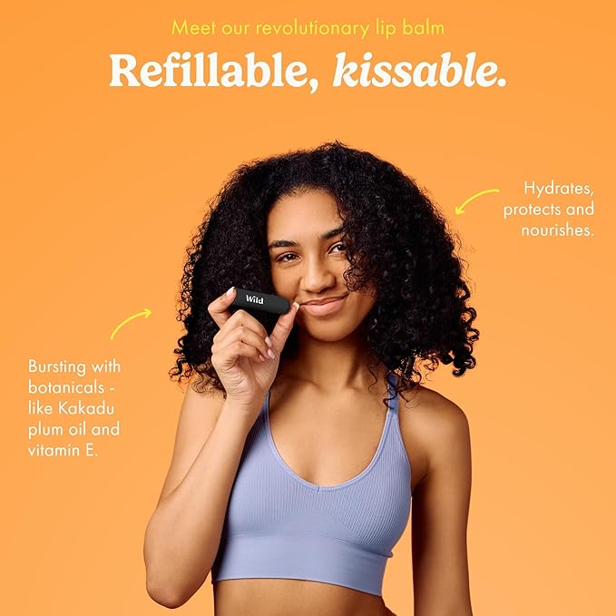 Wild Refillable Lip Balm Starter Kit - Includes Black Aluminum Case & 3 Pack Lip Balm Refills in a Variety of Scents - Includes Passionfruit Swirl, Original and Coconut & Vanilla Scents-VivaGrace Women