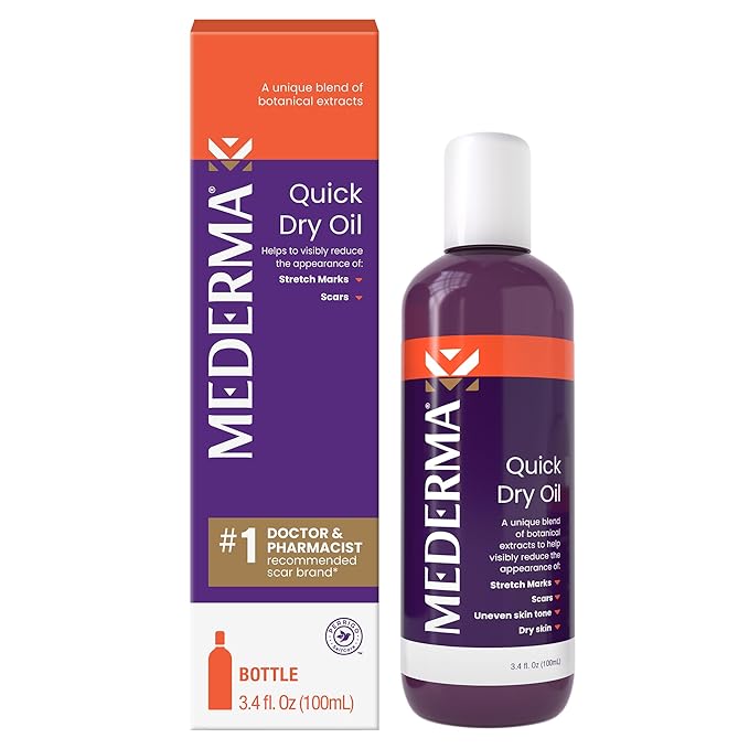 Mederma Quick Dry Oil, Scar and Stretch Mark Treatment, Helps to Improve the Appearance with Natural Botanical Extracts, Paraben Free, Fast-Absorbing, 3.4oz (100ml)-VivaGrace Women