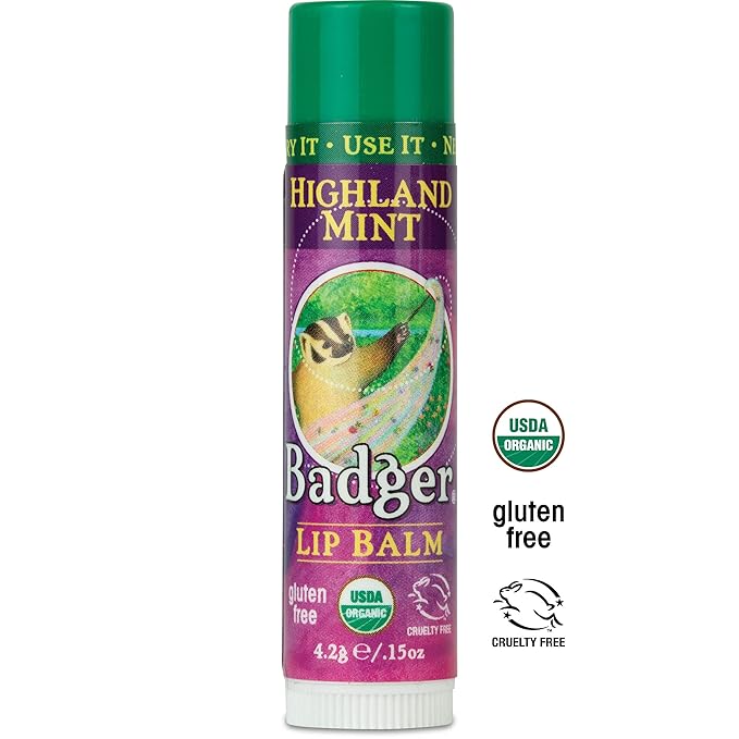 Badger Highland Mint Classic Lip Balm - 0.15oz Stick-VivaGrace Women