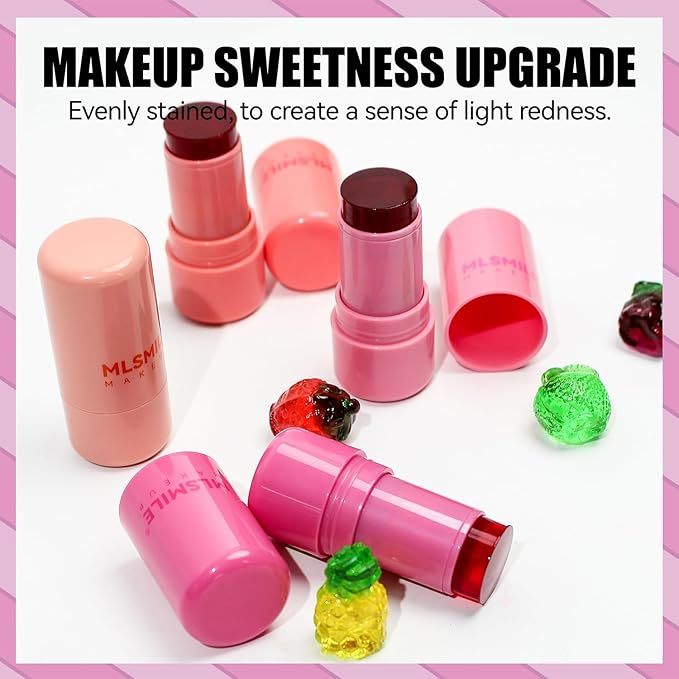 Cooling Water Jelly Tint,Jelly Blush Stick,Long Lasting Milk Jelly Blush Stick-1,000+ Swipes Per Stick,Jelly Texture Moisturising,Buildable Watercolor Finish (B, S)-VivaGrace Women