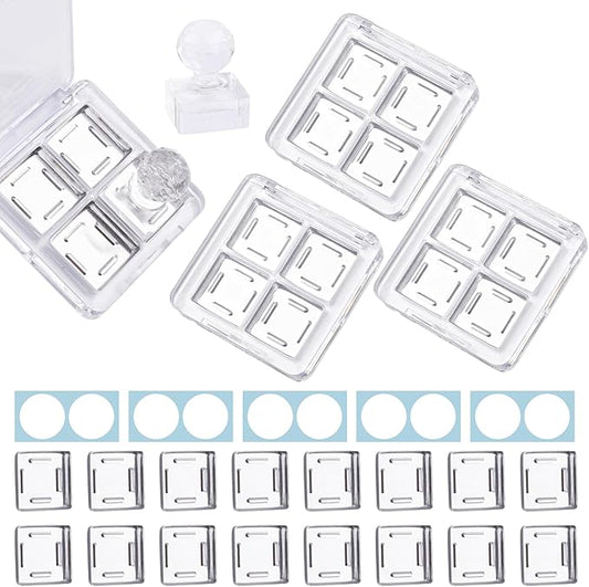 Framendino, 4 Sets Acrylic Empty Eye Shadow Pallet 4 Grids Eye Shadow Storage Case with Acrylic Seal for DIY Craft-VivaGrace Women