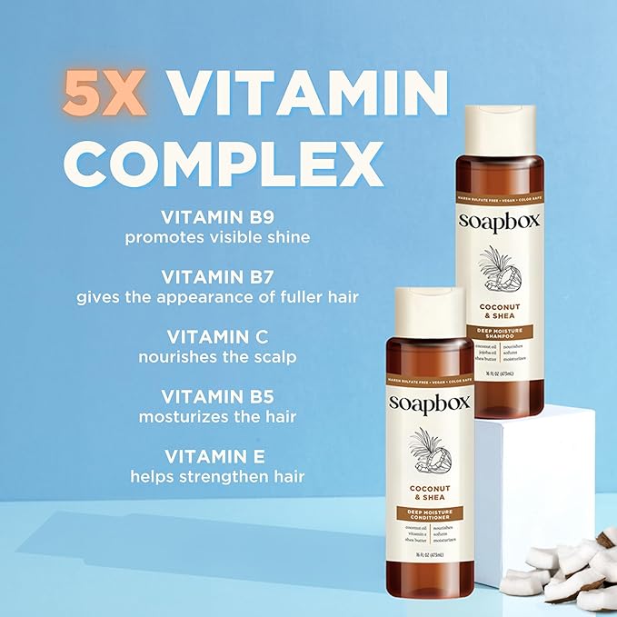 Soapbox Shampoo and Conditioner Set with Coconut Oil, Jojoba Oil, Aloe and Shea Butter to Moisturize and Nourish for All Hair Types, 16 Ounces Each (Pack of 2)-VivaGrace Women