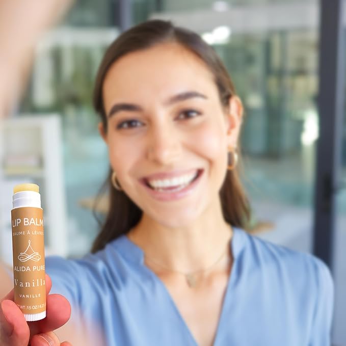 Vanilla Lip Balm Collection, Vegan Lip Balm Set, Beeswax Free, with Avocado Oil, Organic Jojoba Oil, and Vitamin E, Natural Moisturizer for Dry, Chapped Lips, 3 Tube Set-VivaGrace Women