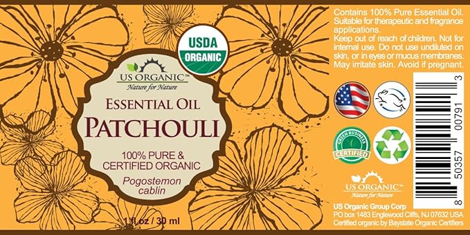 US Organic 100% Pure Patchouli Essential Oil - USDA Certified Organic, Steam Distilled - W/Euro droppers (More Size Variations Available) (30 ml / 1 fl oz)-VivaGrace Women