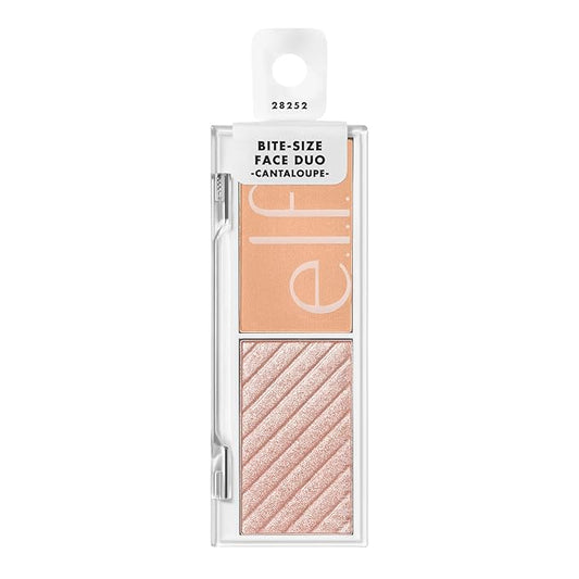 e.l.f. Cosmetics Bite-Size Face Duo, Highlighter, Bronzer & Blush Palette, Highly Pigmented, Cantaloupe, 0.049 Oz (1.4g), 0.049 ounces-VivaGrace Women