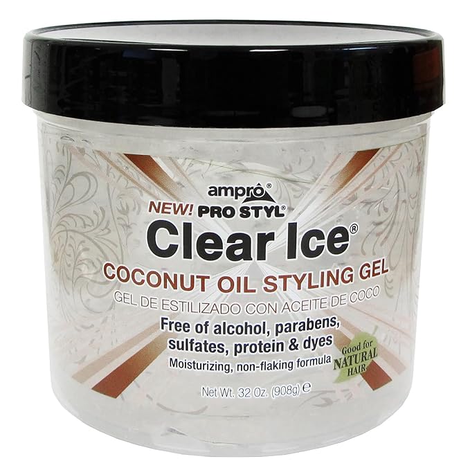 Ampro Pro Styl Coconut Styling Gel - Moisturizes and Conditions Your Strands - Non-Flaking, Alcohol Free, Vegan Formula - Flexible, Touchable Hold for All Hair Types - 32 oz