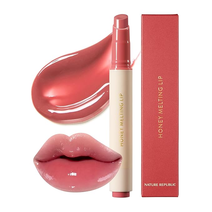 Nature Republic HONEY MELTING LIP (07 LYCHEE) SOFT LIP STICK, Hydrating Gloss, Moisturizing balms, Sheer tint, Shine & Glowy Finish, korean make up-VivaGrace Women