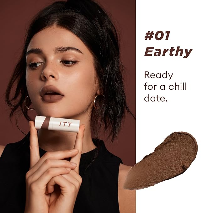 ITY Velvet Matte Finish Lip Stain-Mousse Textured Lip Clay, Nude Shade, Conceals Lip Lines, Rich Pigment Lip Tint Lipsticks, 0.14 oz (4g) in Earthy-VivaGrace Women