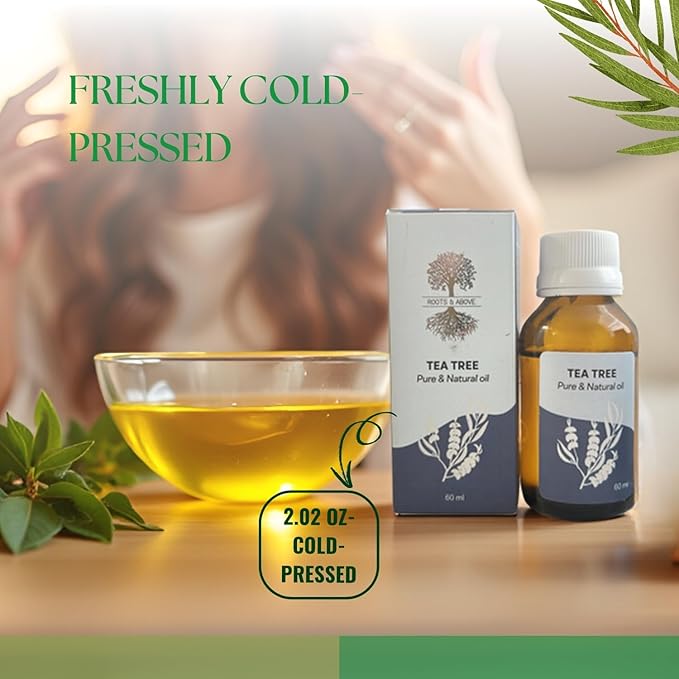 Roots & Above Tea Tree Essential Oil 2.02 Oz/60ml Pure Natural Oils for Skin, Face, Hair, Diffusers, Massage, Soap & Candle Making Scent-VivaGrace Women
