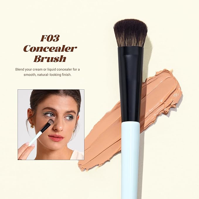 Jessup Face Makeup Brushes with Makeup Sponge, 3pcs Double Ended Makeup Brush for Foundation Contour Blush Highlight and Concealer Brush, Premium Synthetic Brush Set with Gift Box, T510-VivaGrace Women