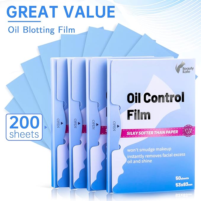 Great Absorbent Oil Blotting Sheets for Face - 10% Larger Oil Control Film 4pk/200 Makeup Friendly Blotting Paper for Oily Skin, High-Performance, Tear-proof Oil Absorbing Tissues-VivaGrace Women