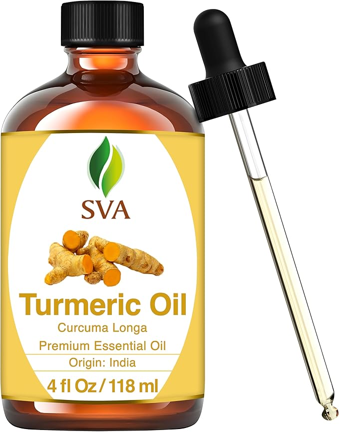 SVA Turmeric Essential Oil – 4 Fl Oz – 100% Natural Turmeric Oil - for Diffuser, Hair Care, Face, Skin Care, Aromatherapy, Scalp and Body Massage, Soap and Candle Making – with Dropper-VivaGrace Women