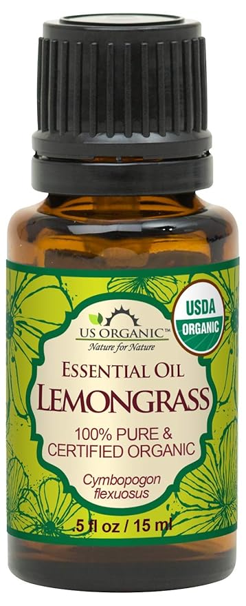 US Organic 100% Pure Lemongrass Essential Oil, USDA Certified Organic, Extracted by Steam Distillation Method, for Hair, Nail Polish Remover, Bees Attraction, and More. 15 ml-VivaGrace Women