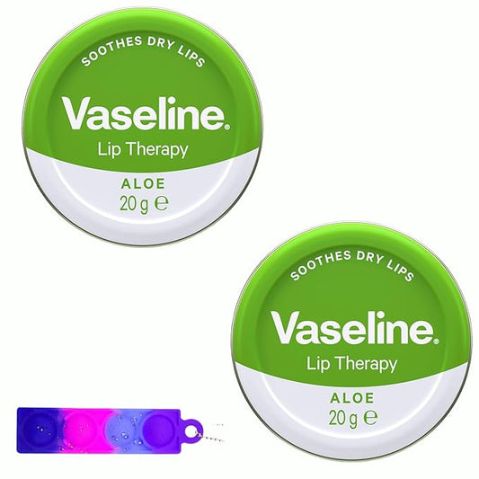 Lip Therapy Aloe Vera Tin 20g - Pack of 2 with OY fidget keyring - Imported from UK-VivaGrace Women