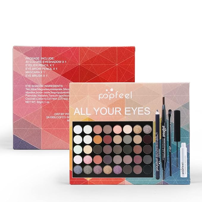 40 Colors Eyeshadow Palette All-in-one Holiday Makeup Gift Set | Full Makeup Kit for Women Essential Starter Bundle Include Eyebrow Pencil Eyeliner Mascara Soft Eye Shadow Brush-VivaGrace Women