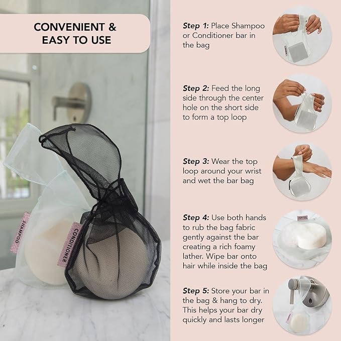 Kitsch Bar Soap Saver Bag - Soap Dish and Soap Holder for Shampoo Bar, Conditioner & Body Wash – Recycled Mesh Beauty Bar Soap Pouch, Eco-Friendly, Patented Bag - Mint-VivaGrace Women