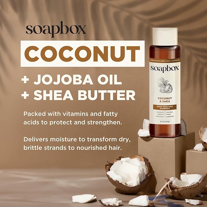 Soapbox Shampoo and Conditioner Set with Coconut Oil, Jojoba Oil, Aloe and Shea Butter to Moisturize and Nourish for All Hair Types, 16 Ounces Each (Pack of 2)-VivaGrace Women