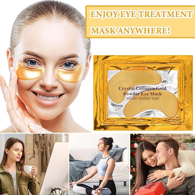 30 Pairs 24K Gold Eye Pads Under Eye Mask,Collagen Crystal Under Eye Patches Moisturizing Eye Gel Pads,Under Eye Masks for Wrinkles,Puffy Eyes & Dark Circles,Eye Patch for Beauty Eye Care-VivaGrace Women