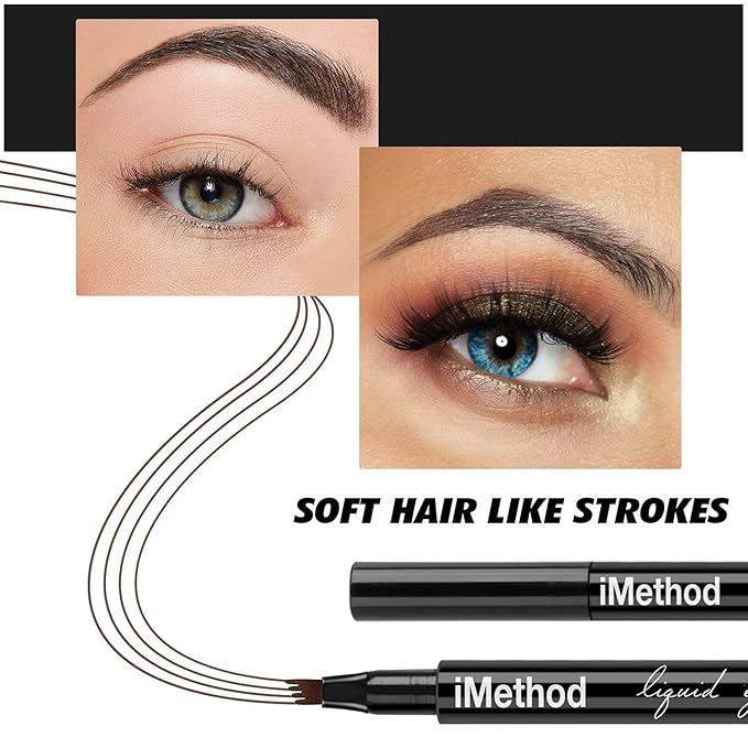 iMethod Eyebrow Pen - iMethod Eye Brown Makeup, Eyebrow Pencil with a Micro-Fork Tip Applicator Creates Natural Looking Brows Effortlessly and Stays on All Day, Dark Brown-VivaGrace Women