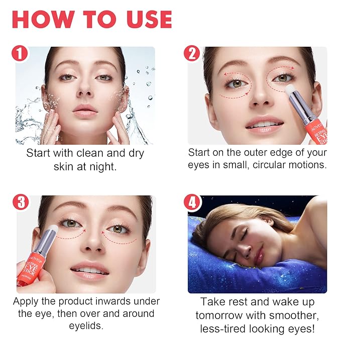 Retinol Eye Stick,Collagen Retinol Eye Cream for Dark Circles and Puffiness, Under Eye Cream Anti Aging, Eye Brightener Stick for Wrinkles Eye Balm Reduces Fine Lines(#1-Retinol Eye Stick)-VivaGrace Women