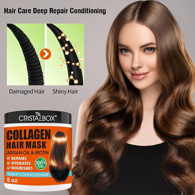 2 Pack Collagen Hair Mask & Keratin Hair Mask,Keratin Hair Treatment,Hydrating Argan Oil Hair Repair Treatment Deep Conditioner Hair Mask for Dry Hair,Collagen with Biotin Hair Treatment Mask-VivaGrace Women