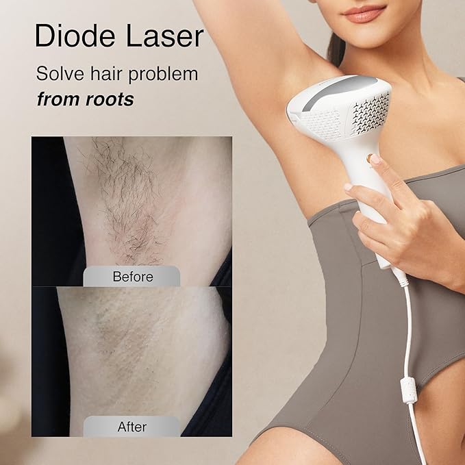 Diode Laser Hair Removal for Men and Women, V8S for Skin Tone 1-5, Permanent Reduction in Hair Regrowth, The World's First FDA-cleared Home-use Wide-Angle 810nm Laser Hair Removal Device-VivaGrace Women