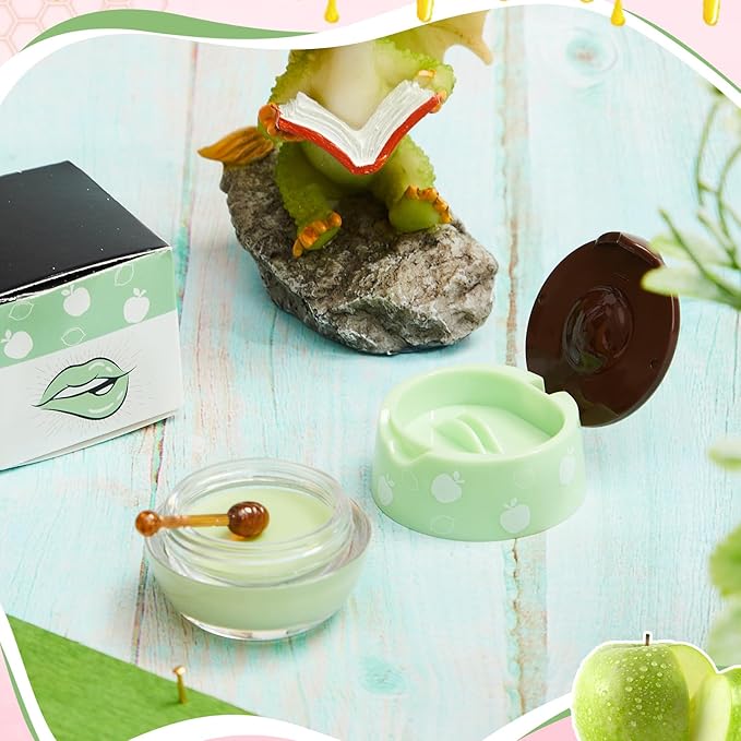 12 Pcs Bee Lip Balm Honey Pot with Brush Propolis Lip Mask Overnight, Moisturizing Hydrating Lip Sleeping Mask Prevention Dry and Cracked(Honey+Strawberry+Apple Lime)-VivaGrace Women