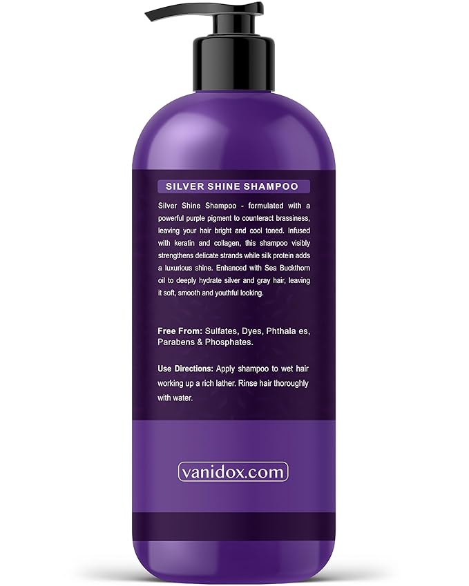 Brass Toning Purple Shampoo for Grey and Silver Hair, Infused with Purple Pigment, Sulfate Free Shampoo for Gray and Silver Hair (16 fl oz)-VivaGrace Women
