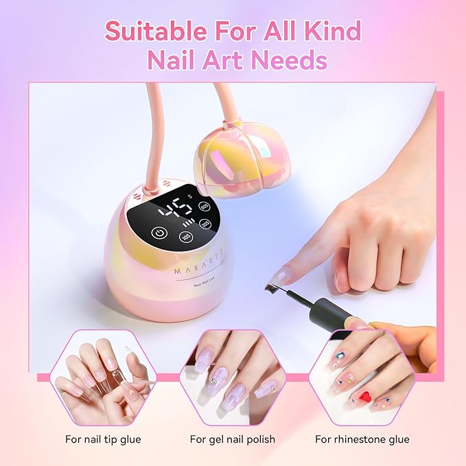 Makartt UV LED Nail Lamp - Gooseneck UV Light for Nails Cordless Rechargeable USB 39W Dryer LED Lamp with Auto Sensor 4 Timer Settings Fast Curing for Nail Art Polish (Glazed Pink)-VivaGrace Women