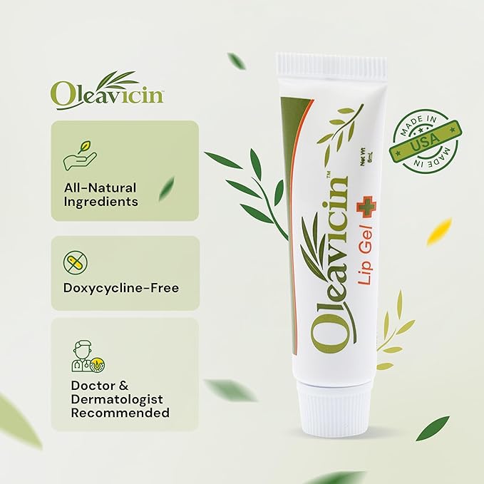 Lip Gel – Natural Cold Sore & Fever Blister Treatment with Organic Olive Leaf – Fast-Acting Relief – 1.3oz (3.8) - 3 Pack-VivaGrace Women