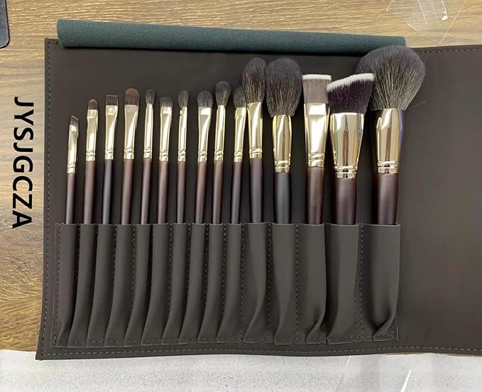Professional makeup brush set with makeup bag. Includes Brushes for Contouring, Highlighting, Eyeshadow, Foundation & More. 15 Pcs Wool makeup brush-VivaGrace Women