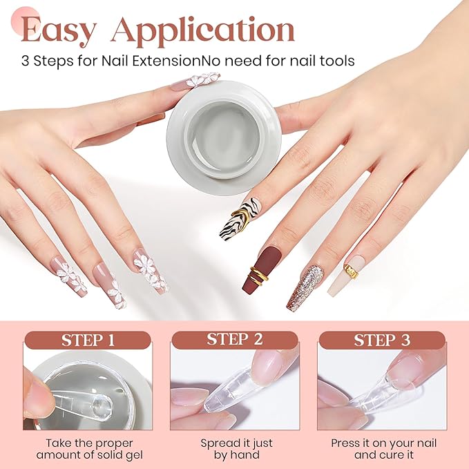 MIZHSE Clear Solid Builder Gel For Nails, 30g Non-Sticky Nail Extension Hard Builder Gel, Nail Strengthen 3D Sculpting Nail Art for Carving Modeling Soak Off Manicure Home-VivaGrace Women