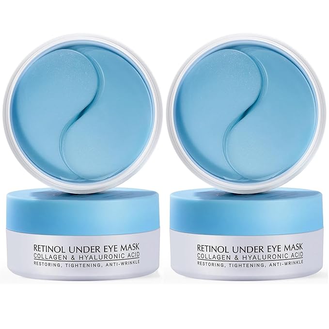 Enaskin Naturals Under Eye Patches for Dark Circles: 60 Pairs Retinol Collagen Eye Gels Mask - Reduce Wrinkles Puffy & Bags - Skin Treatment Pads - Anti Aging Moisturizer For Women (Blue 2 Pack)-VivaGrace Women