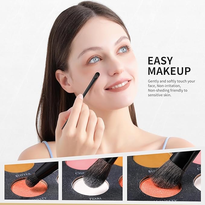 Docolor Makeup Brushes Set Professional 30Pcs Obsidian Makeup Brushes Premium Synthetic Powder Kabuki Foundation Contour Blush Concealer Eye Shadow Blending Eyeliner Crease Eyebrow Make Up Brush Kit-VivaGrace Women