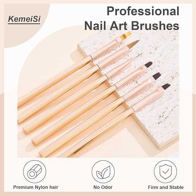 6Pcs Nail Art Brush Set - Nail Design Tool Including Nail Liner Brush, Ombre Brush, Nail Gel Polish Painting Brush Drawing Pen for Home Use and Professional Nail Salon-VivaGrace Women
