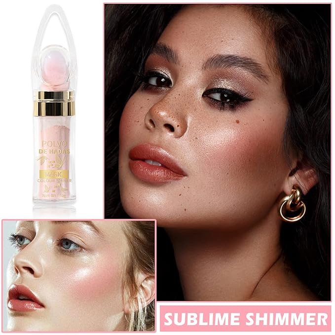 Polvo De Hadas Highlighter Glitter Stick Body Glitter Shimmer Face Brightening Highlighter Contour Powder Makeup Stick Face Blusher Fairy Glitter Highlighter Makeup - 02#Fairy Pink-VivaGrace Women