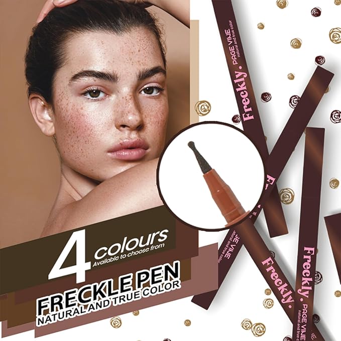 Freckle Pen,2 PCS Faux Freckle Stamp Waterproof,Fake Face Freckles Stain Makeup Long Lasting Quick Dry,Natural Lifelike Soft Dot Freck Pen 2PCS-01 Light-VivaGrace Women