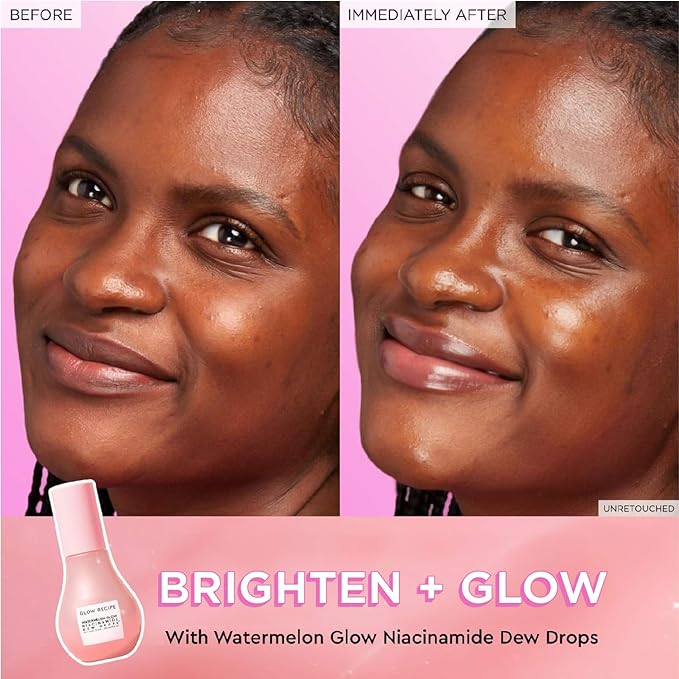 Glow Recipe Watermelon Niacinamide Dew Drops - Brightening, Plumping Hydrating Face Serum, Makeup Primer + Liquid Highlighter with Hyaluronic Acid - Dewy & Glowing Korean Skin Care (40ml)-VivaGrace Women